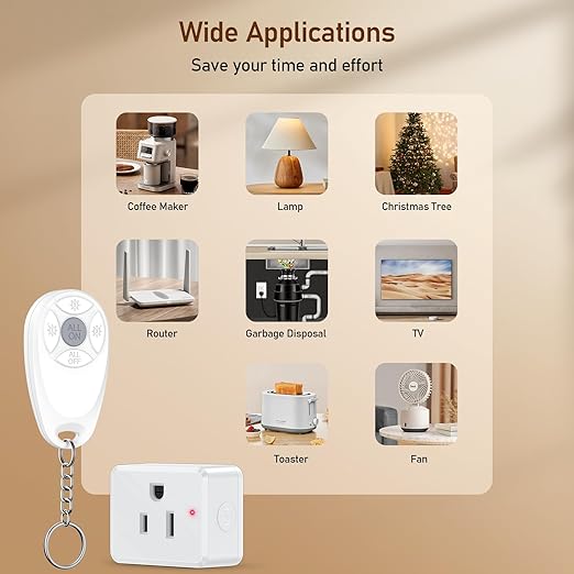 Thinkbee Remote Control Outlet, 15A /1500W 300ft RF Range Wireless Light Switch - Image 7