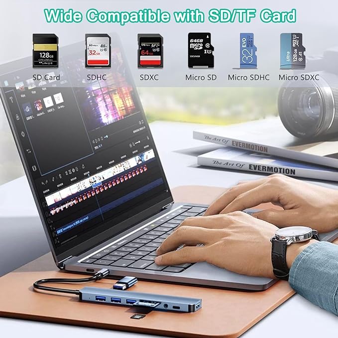 USB C Hub USB Hub 3.0, VIENON Aluminum 8 in 1 USB Extender - Image 4