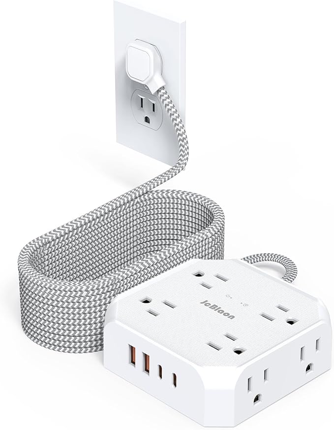 Surge Protector Flat Plug Power Strip, 10Ft Extension Cord by JcBlaon