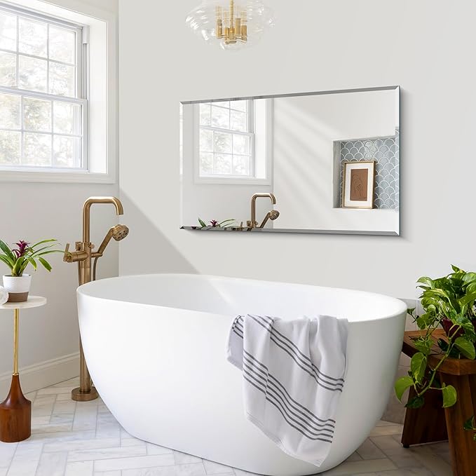 CILIBER Beveled Bathroom Mirror, 24x40 Large Frameless Mirrors - Image 3