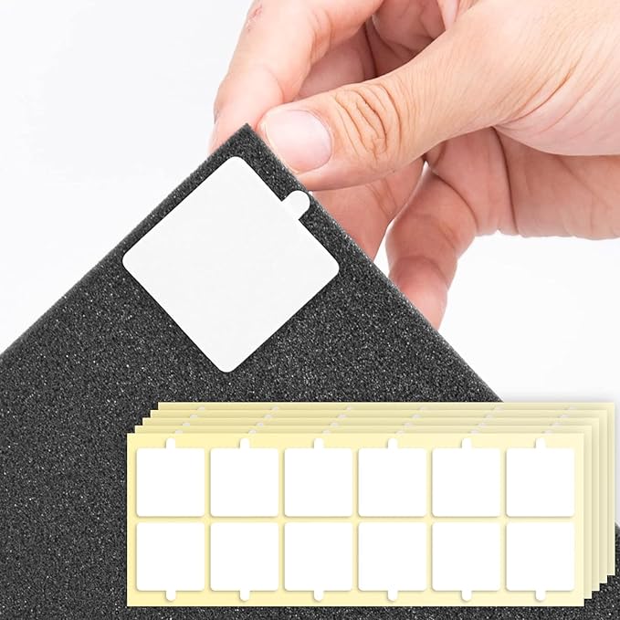 Sonicism Pyramid Sound Proof Foam Panels Double Sided Tape Squares 60 Pack by Sonicism