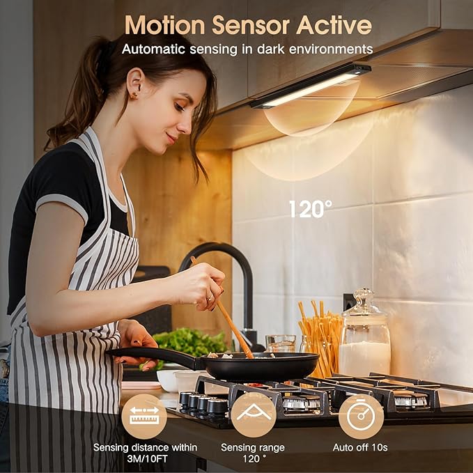 VST 72 LEDs Motion Sensor Lights Indoor 3 Color Temps, Dimmable Under Cabinet - Image 5