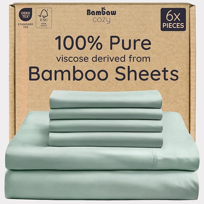Bambaw 100% Viscose Derived from Bamboo Sheets Queen Size Set – 6pcs Deep by Bambaw