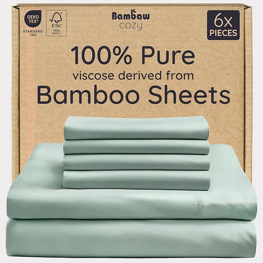 Bambaw 100% Viscose Derived from Bamboo Sheets Queen Size Set – 6pcs Deep by Bambaw