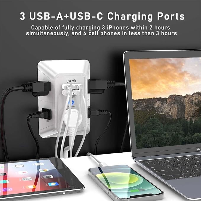 5 Outlet Extender Multi Plug Wall Outlets - Image 2