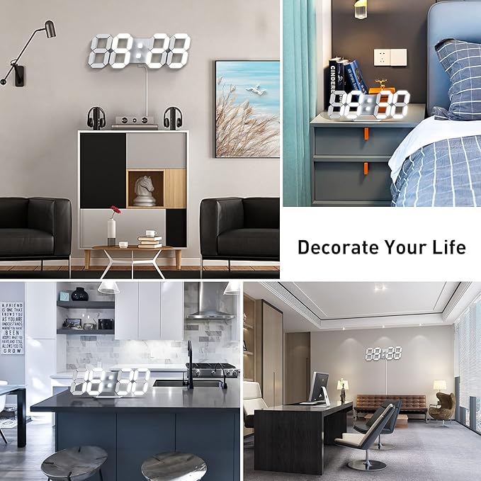 EDUP HOME 3D LED Digital Wall Clock/Desk Alarm Clock - Image 6