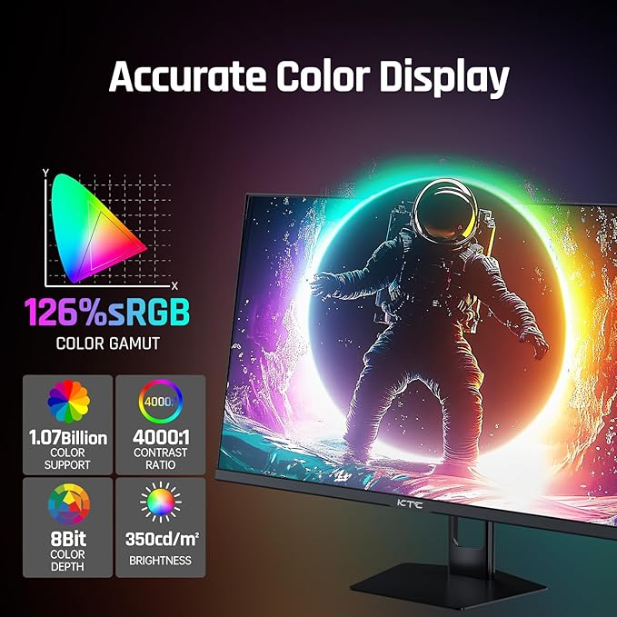 KTC 27'' 280Hz 240Hz Gaming Monitor 1ms GTG 350nits Fast VA 1080P Tilt 126% - Image 3