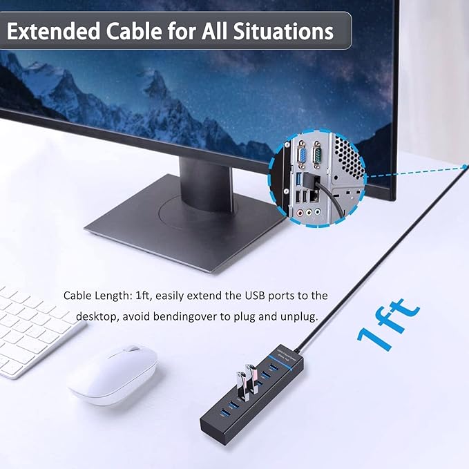 Upgraded USB Hub 3.0, VIENON 7-Port USB Extender Splitter - Image 4