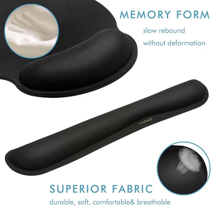 VAGAU Premium Keyboard Wrist Rest and Mouse Pad Wrist Support, Ergonomic Memory - Image 4