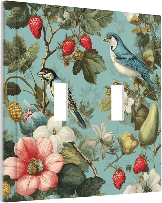 Bvtewkhz William Morris Flower 2 Gang Double Toggle Wall Plate Cover Decorative by Unknown