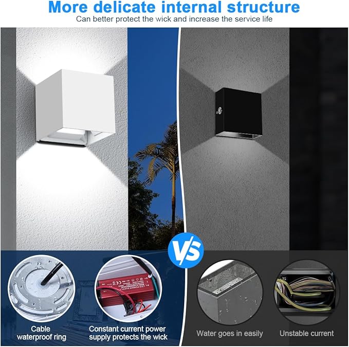 ledmo LED Outdoor Sconses Light Up and Down Wall Lights Aluminum IP65 4.7-Inch - Image 3