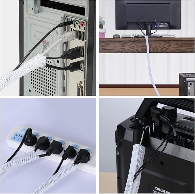 AGPTEK Cable Sleeve Cover, Home Office Wire Management Computer TV Wire Loom - Image 6