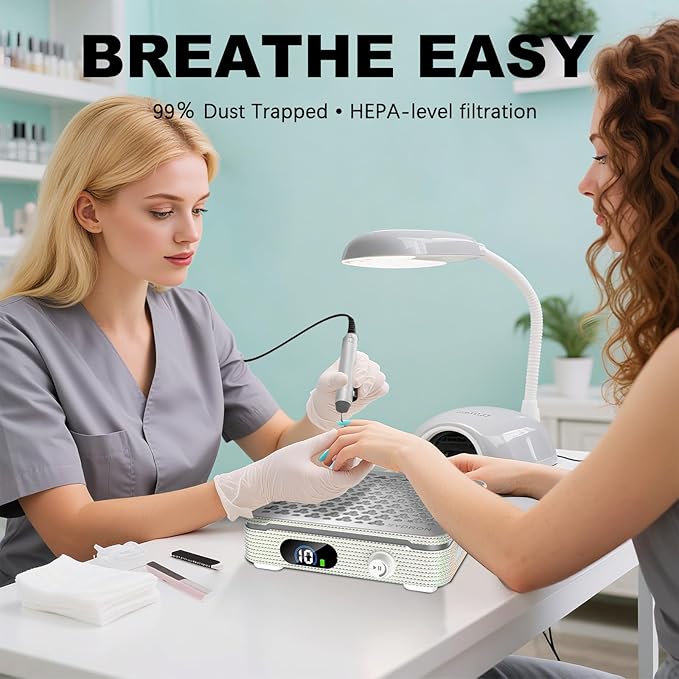 Nail Dust Collector | 1000PA Nail Vacuum Dust Collector | 10 Speed Levels | Low - Image 2