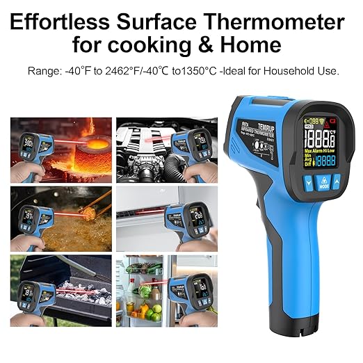 TEMIRUP Infrared Thermometer Temperature Gun -40℉ to 2462℉, 30:1 High Temp - Image 7