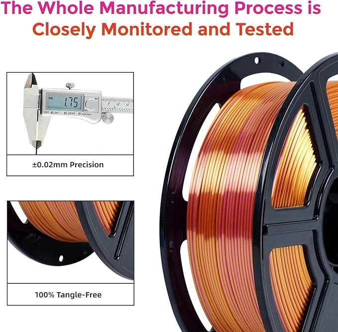FLASHFORGE Silk Dual Color Filament, 3D Printer Filament Color Change 1kg Spool - Image 4