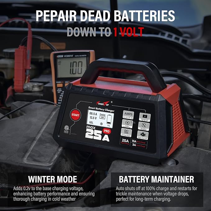 TowerTop 25A Max Pro Battery Charger: 12V Fully Automatic Smart Trickle Charger - Image 5