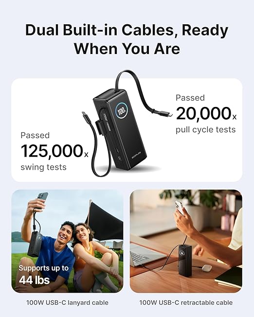 EF ECOFLOW Rapid Power Bank, 100W Built-in and Retractable Cables, 170W - Image 3