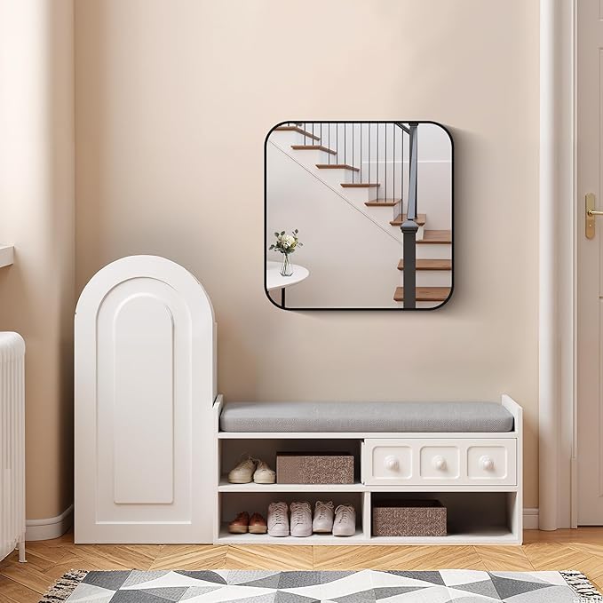 FORBATH Bathroom Mirror for Over Sink 24x24 Inch Black, Square Wall Mirror - Image 2