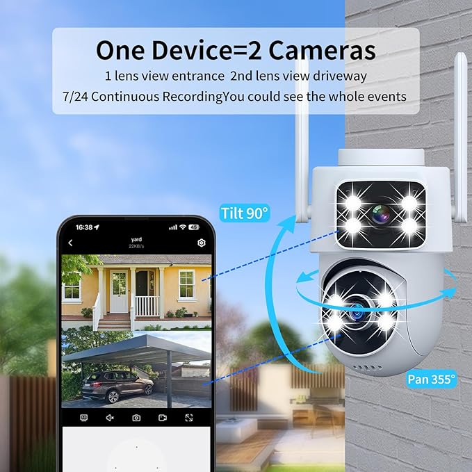DZCCTVIPC Dual-Lens 2K Smart Indoor/Outdoor Security Camera, 5GHz Wi-Fi - Image 2
