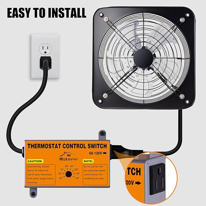 Attic Fan Thermostat-Control, Adjustable Thermostat - Image 3