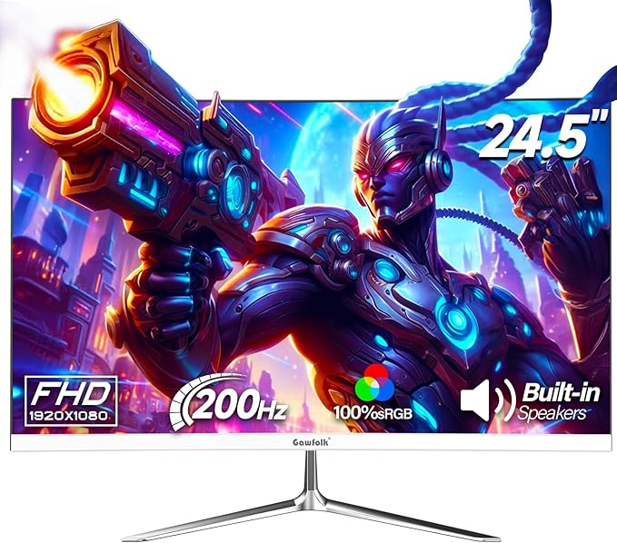 Gawfolk Gaming Monitor 24.5 Inch 200Hz Built-in Speakers, 180hz PC Monitor FHD - Image 7