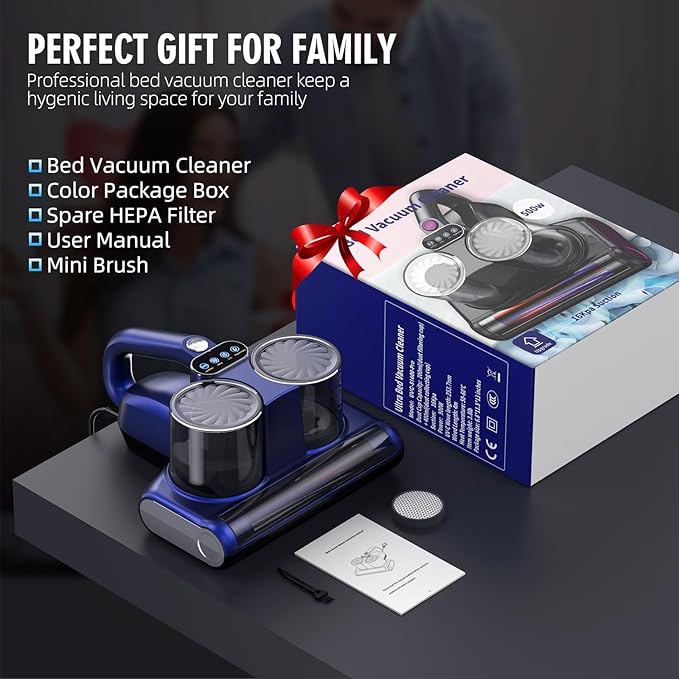 JPHYLL Mattress Vacuum Bed Vacuum Cleaner 16Kpa Suction 253.7nm UV-C Light - Image 6
