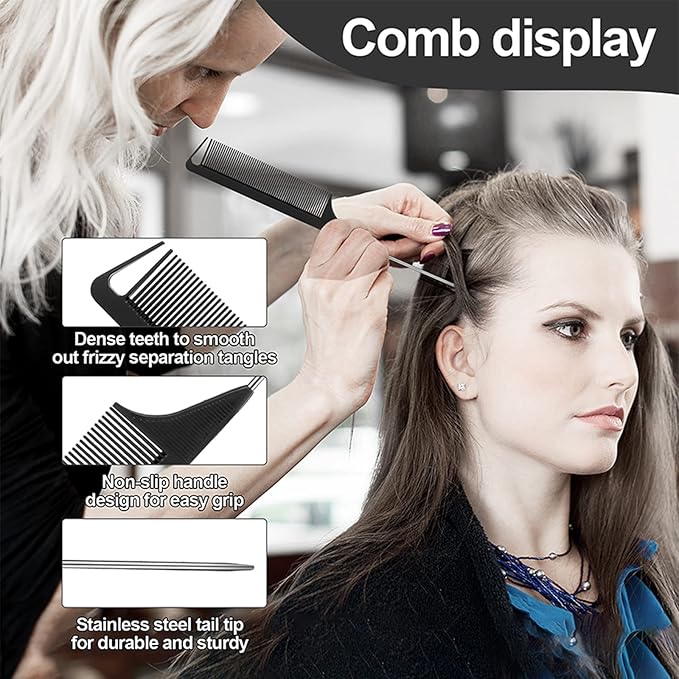 SWEET VIEW 3 Pcs Slick Back Hair Brush, Rat Tail Comb, Edge | Bristle Brush - Image 4