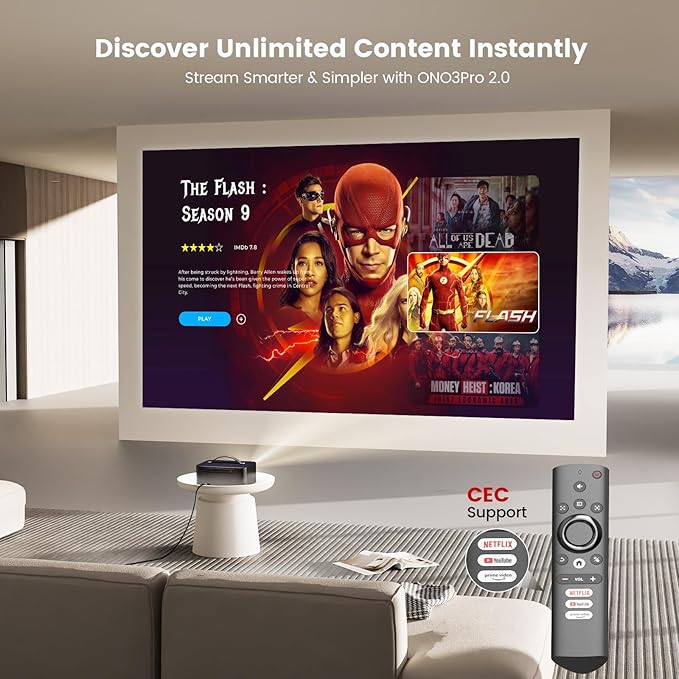 Projector-4K with WiFi and Bluetooth:Outdoor-Projector Smart TV OS 2.0 & DoIby - Image 2