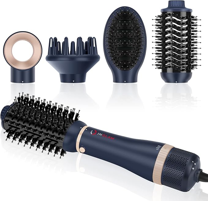 Hair Dryer Brush Set, IG INGLAM 4 in 1 Blowout Brush, Negative Ion Detachable by INGLAM