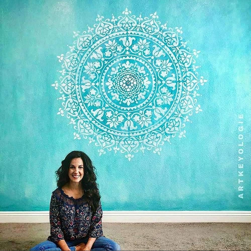 36" Large Mandala Stencil - Reusable Prosperity Mandala Stencil for Painting Walls, Wood, Furniture - DIY Art for Home Decor - Cutting Edge Stencils
