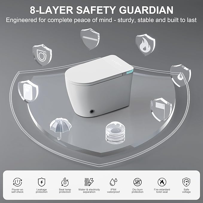 Smart Toilet with Bidet Built in, Bidet Toilet with Heated Seat and Night Light - Image 8