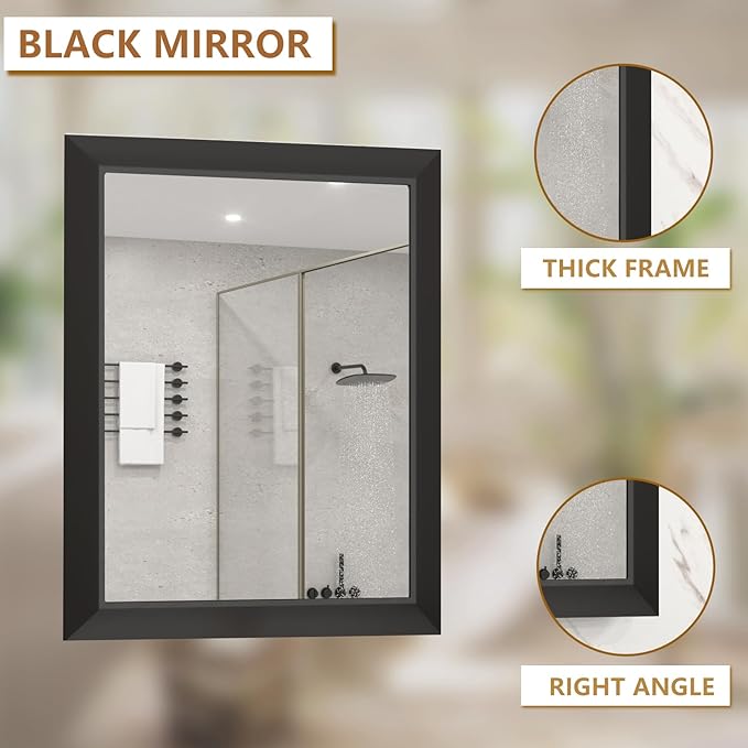 SMIROR Matte Black Bathroom Mirror - Image 3