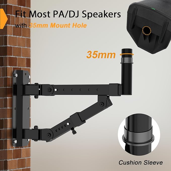 Vondynote Set of 2 Speaker Wall Mounts Heavy Duty PA Wall Speaker Mounting - Image 4