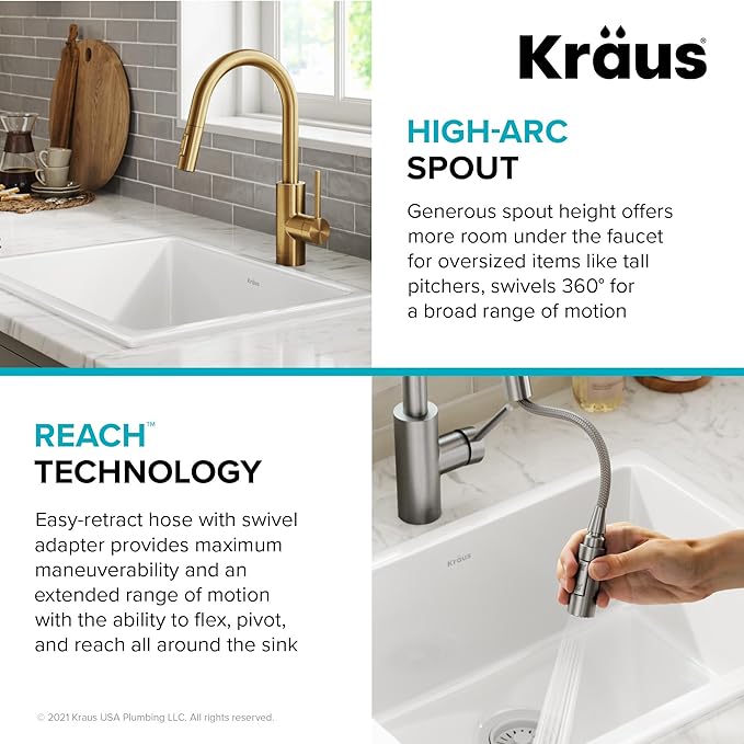 KRAUS Oletto Single Handle Pull Down Kitchen Faucet - Image 7