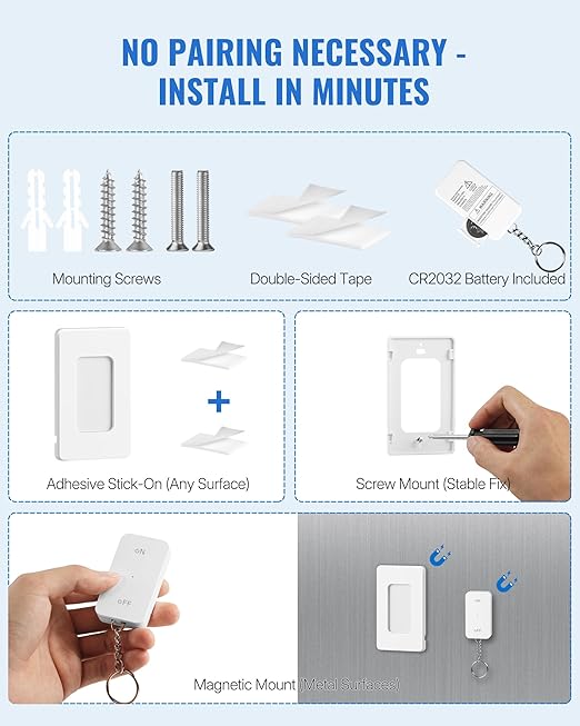 Remote Control Outlet with Two Switches, WILAWELS Wireless Light Switch with - Image 5
