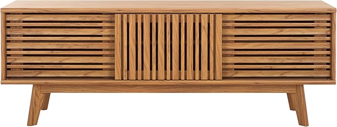 SAFAVIEH ESMA TV Stand for up to 65" Flatscreen – Oak Brown, Sliding Doors - Image 11