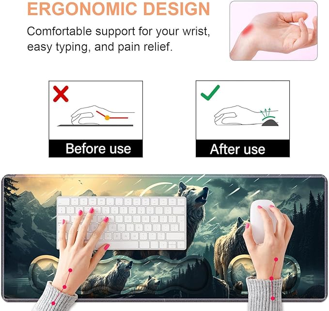 Ergonomic Keyboard Wrist Rest & Mouse Pad Wrist Rest Set, Large XXL Gaming Desk - Image 5