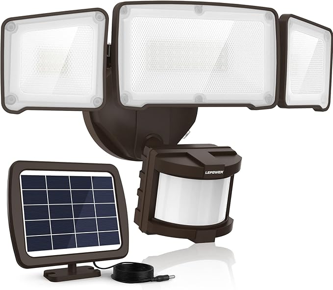 LEPOWER 1600LM LED Solar Security Lights Motion Outdoor, 5500K White Light by LEPOWER