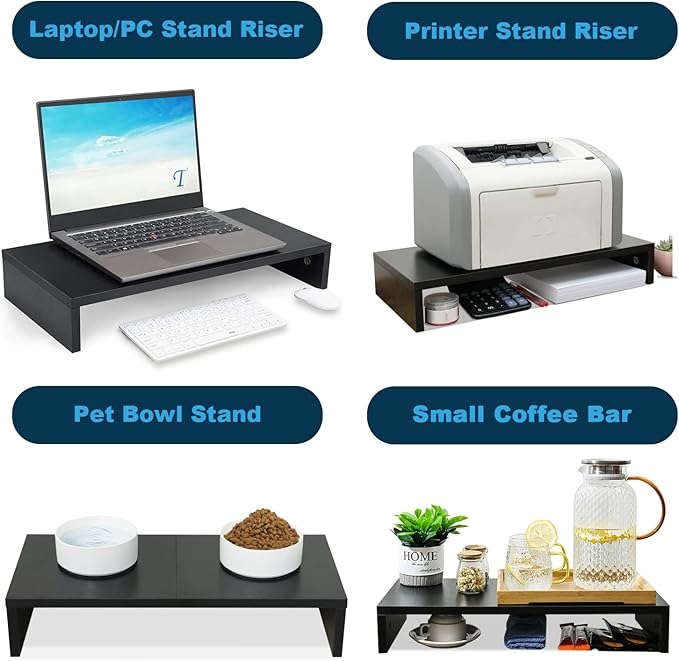 TEAMIX 20 Inch Monitor Stand Riser, Wood Monitor Riser - Image 3