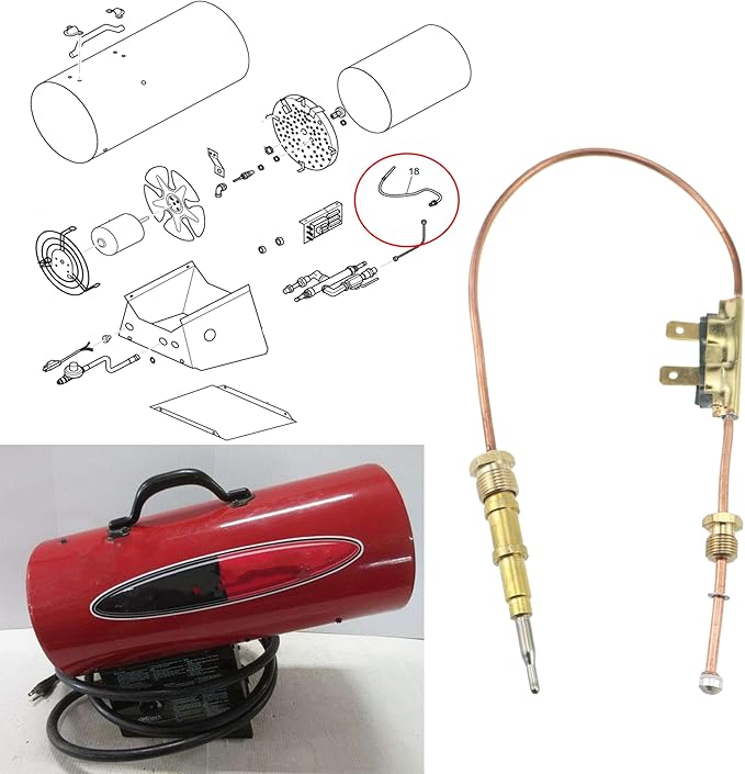 lrnyso heaters Thermocouple 13 3/4" 113884-01 26654 fits Desa, Remington Air - Image 6