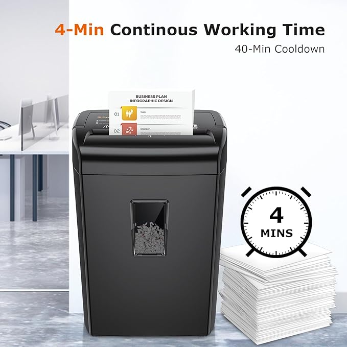 Bonsaii 10-Sheet Cross Cut Paper Shredder, 5.5 Gal Home Office Heavy Duty - Image 2