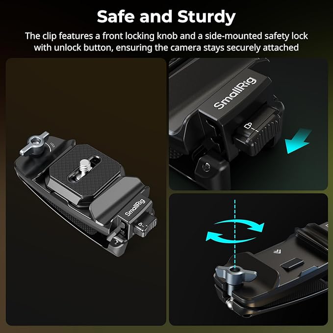 SMALLRIG Camera Clip with Plate, Quick Release System, Max Payload 40kg/88lb - Image 3