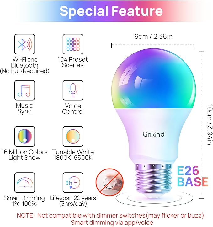 Linkind Smart Light Bulbs, Smart Bulb That Work - Image 2