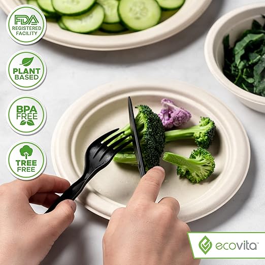 Ecovita 100% Compostable Forks Spoons Knives Cutlery Combo Set - Image 5