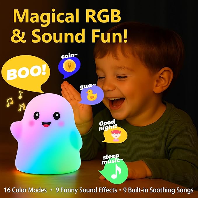 nextanG RGB Ghost Night Light – Color-Changing Tap Control Fun Toy - Image 2