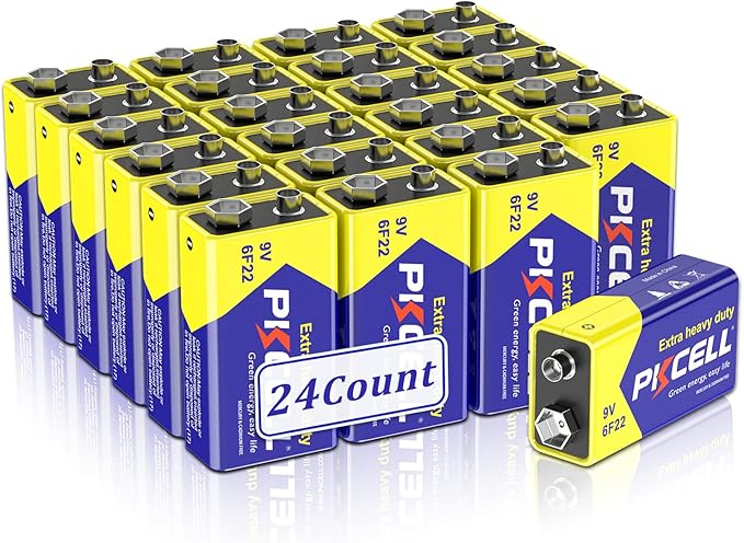 PKCELL 9V Batteries, 24 Pack 9 Volt Batteries Carbon Zinc, 9V Battery by Pkcell