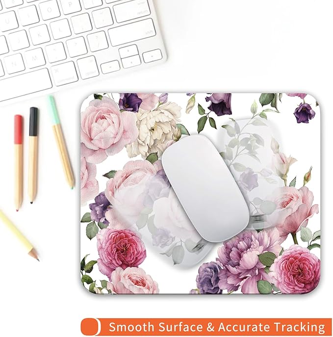Armanza Square Mouse Pad Floral Roses, Personalized Premium-Textured Custom - Image 4