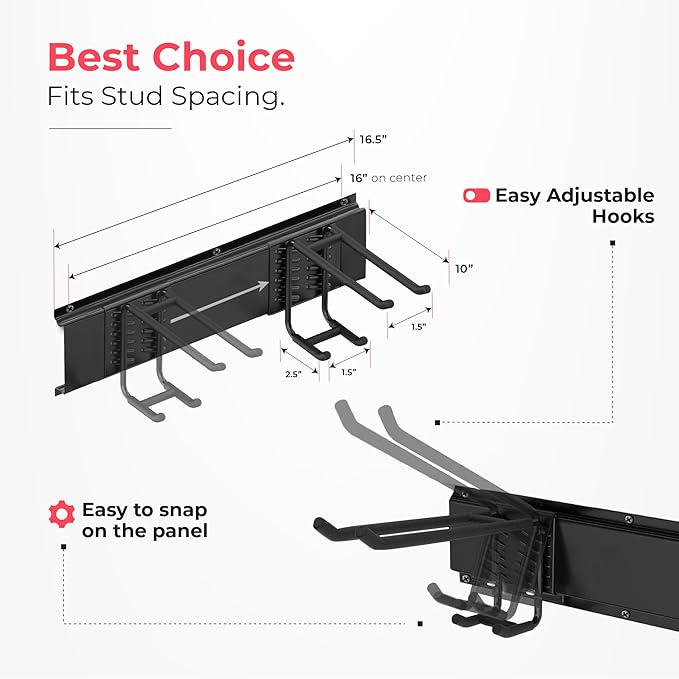 TIDYME Garage Wall Organizer | 64" Heavy-Duty Tool Storage Rack | Adjustable - Image 3