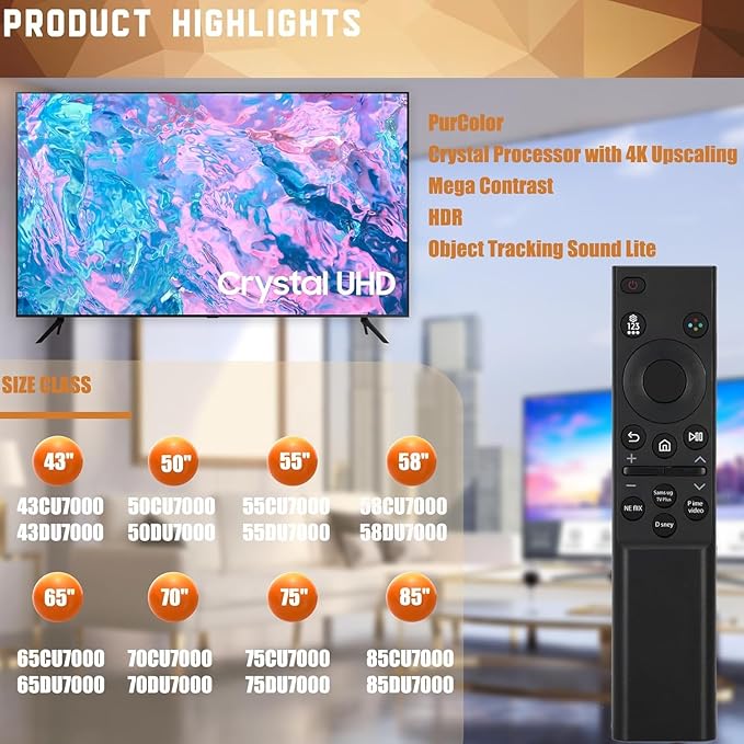 BN59-01388A Remote for Samsung Crystal 4K UHD CU7000 DU7200 Series Smart TV - Image 4
