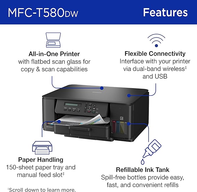 Brother INKvestment Tank 580 Wireless Color Inkjet All-in-One Printer | - Image 3